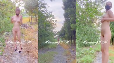 推特大胸露脸女神【ShuangXi8018】各种户外人前露出，超市露着车灯大方走路